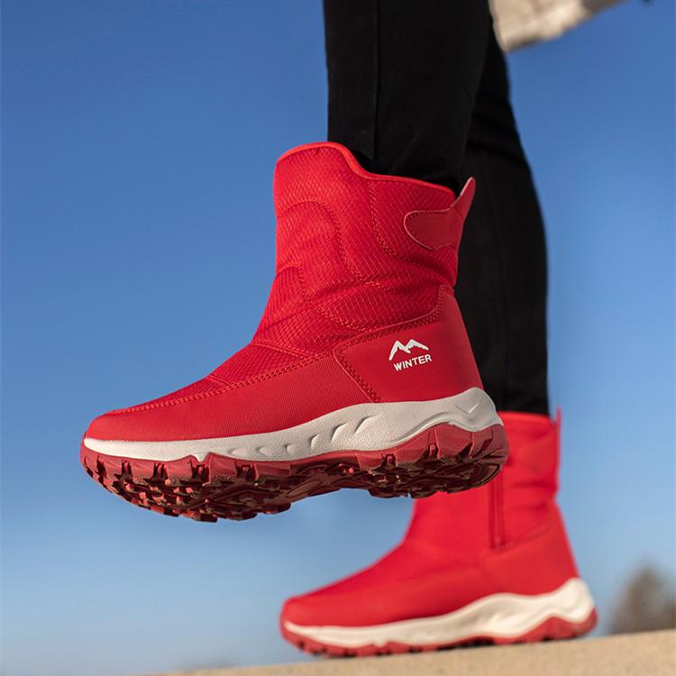 Утолщенные теплые нескользящие плюшевые хлопковые туфли, новые женские водонепроницаемые зимние ботинки на молнии