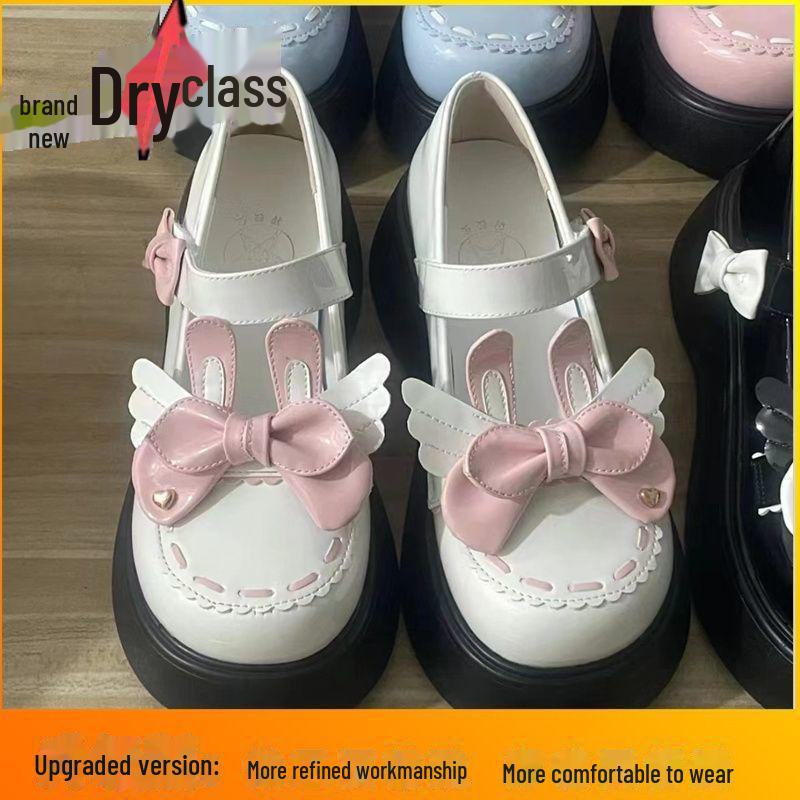 2023 Милые туфли Мэри Джейн с бантом в стиле Лолиты из мягкой кожи для женщин - толстая подошва, стиль JK