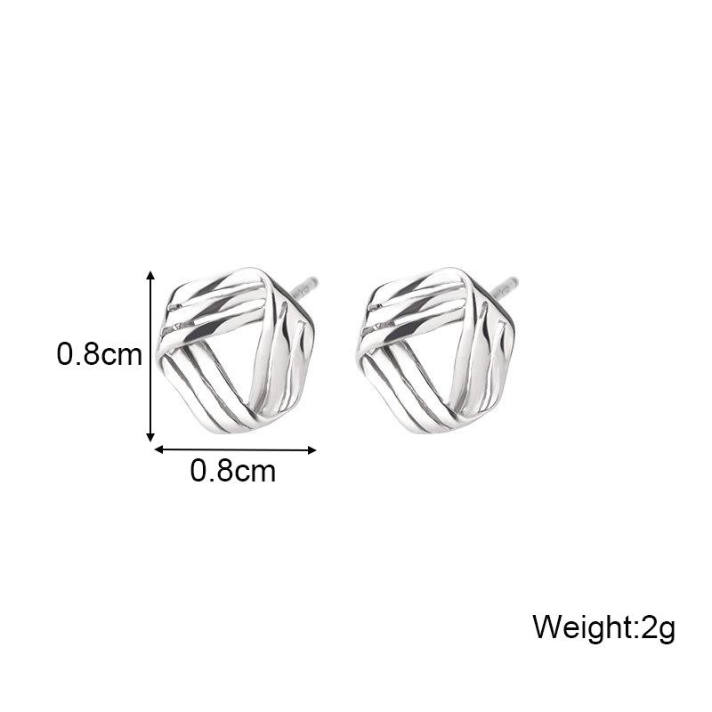 Silver Color Cross Triangle Stud Earrings for Women Hollow Geometric Statement Female Small Earrings Tiny Fashion Ear Jewelry