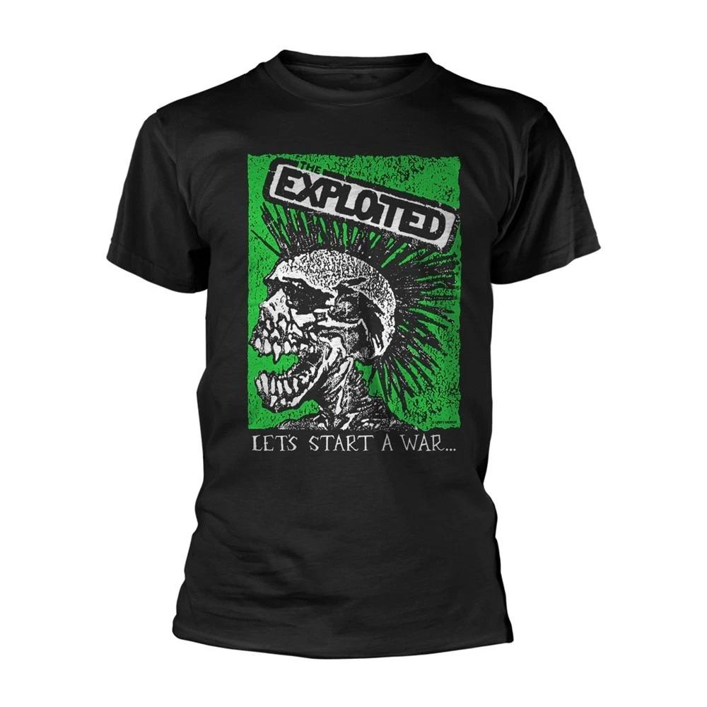 The Exploited 'Lets Start A War Skull' Black T shirt - NEW