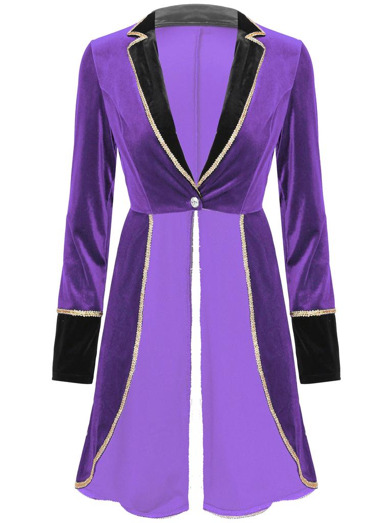 Women Velvet Swallow Tailed Coat Casual Long Sleeve Lapel Blazer Jacket Carnival Cosplay Party Costume