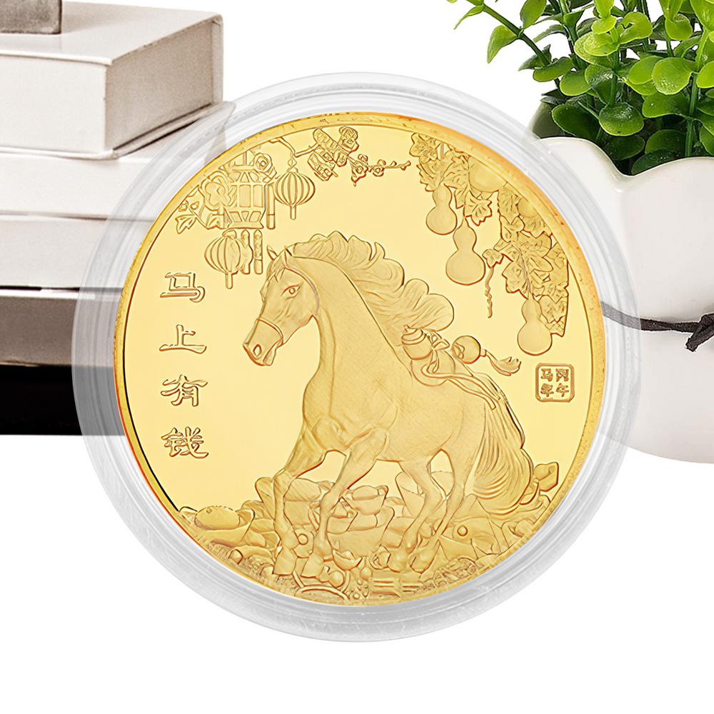 Монета Lunar New Year Удача Благоприятная Лошадь Сувенир Рельефное Животное Благоприятная Китайская Памятная Монета Для Друзей Женщин