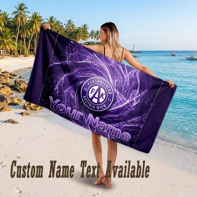 Austria Wien FC Design Beach Towel Custom Text Large Towel for Beach Vacation