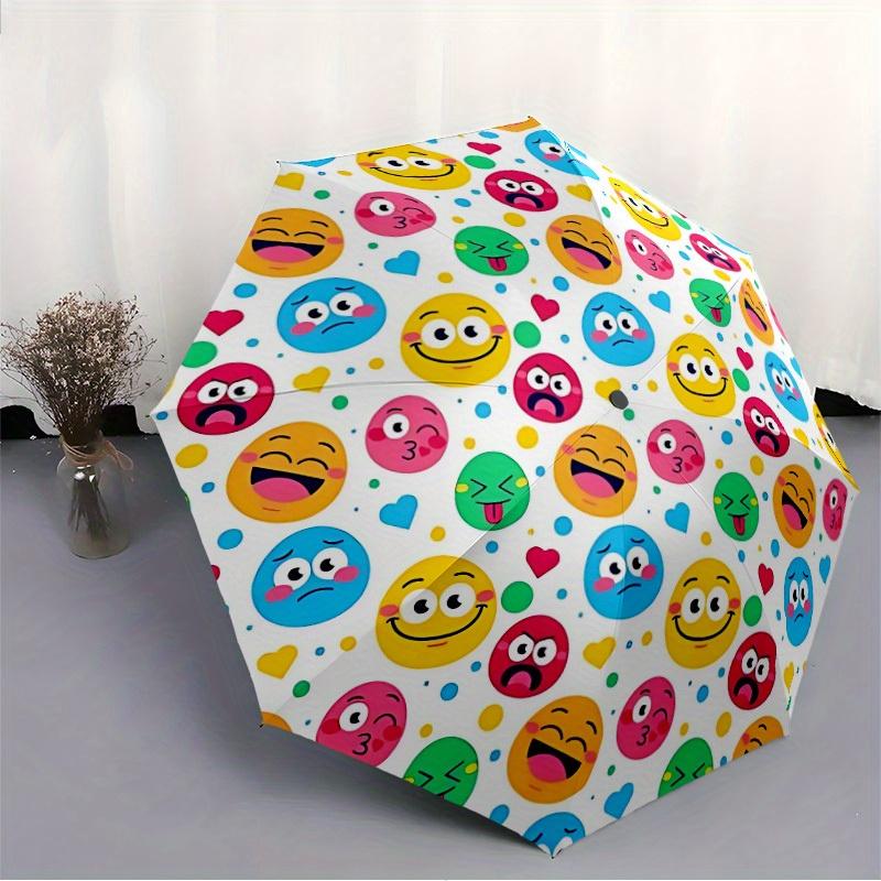 1pc Emoji Pattern Automatic Umbrella, Portable Folding umbrella for Everyday Use, Perfect Gift, Trendy Fashion y250826024