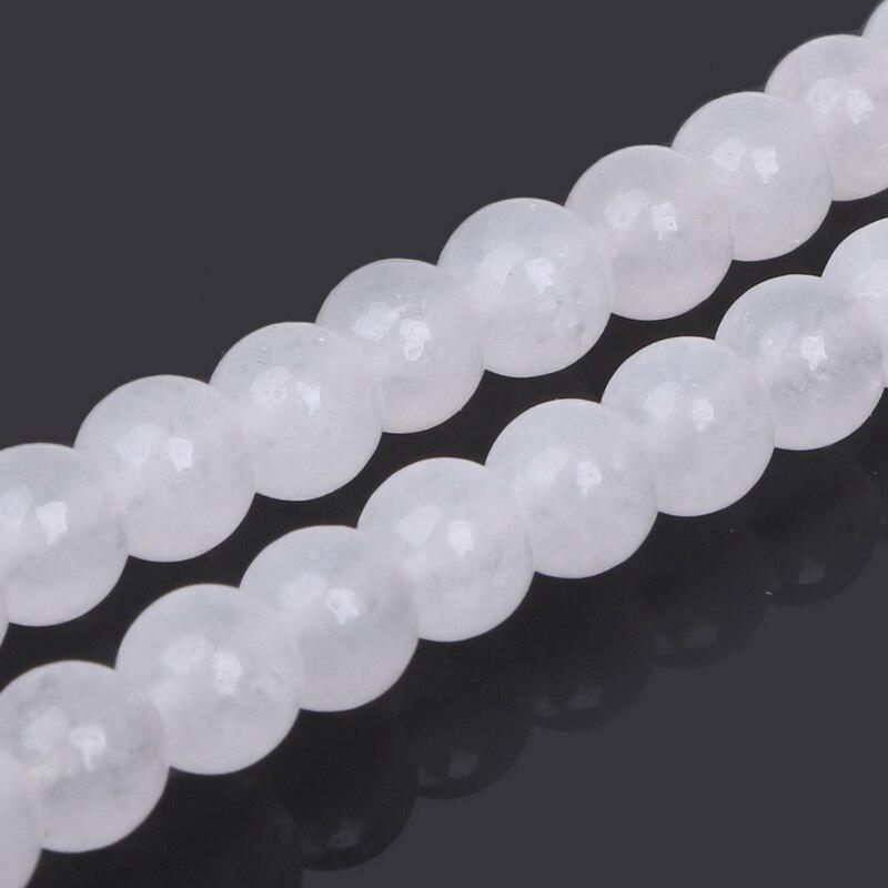 Natural Milk White Jade Stone Round Chalcedony Beads For Diy Jewelry Making 15 Inch