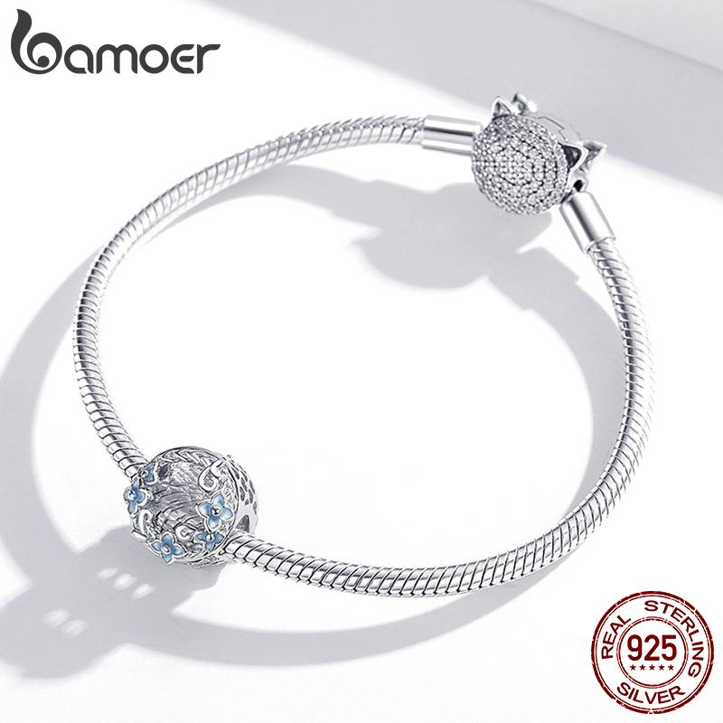 BAMOER из стерлингового серебра 925 пробы, секретные садовые стеклянные бусины с гортензиями для оригинальных браслетов и ожерелья диаметром 3 мм