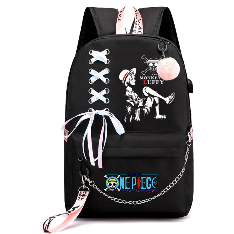 Аниме One Piece Printed Boy Girl Schoolbag Document Bag Student Book Bag for Girl Back To School Computer Charge Backpack Men Womens Casual Rucksack