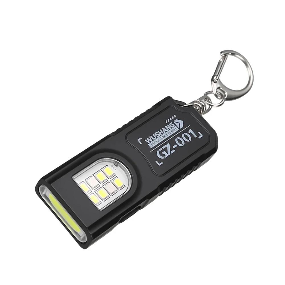 Мини светодиодный фонарик-брелок COB, перезаряжаемый через USB, водонепроницаемый, рабочий свет, брелок для кемпинга, прогулок, карманный фонарь