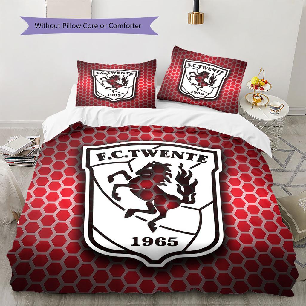 FC Twente Enschede Pattern Bedding Home Decoration Birthday Gift ( 1 duvet cover + 2 pillowcase, without core),fan merchandise.