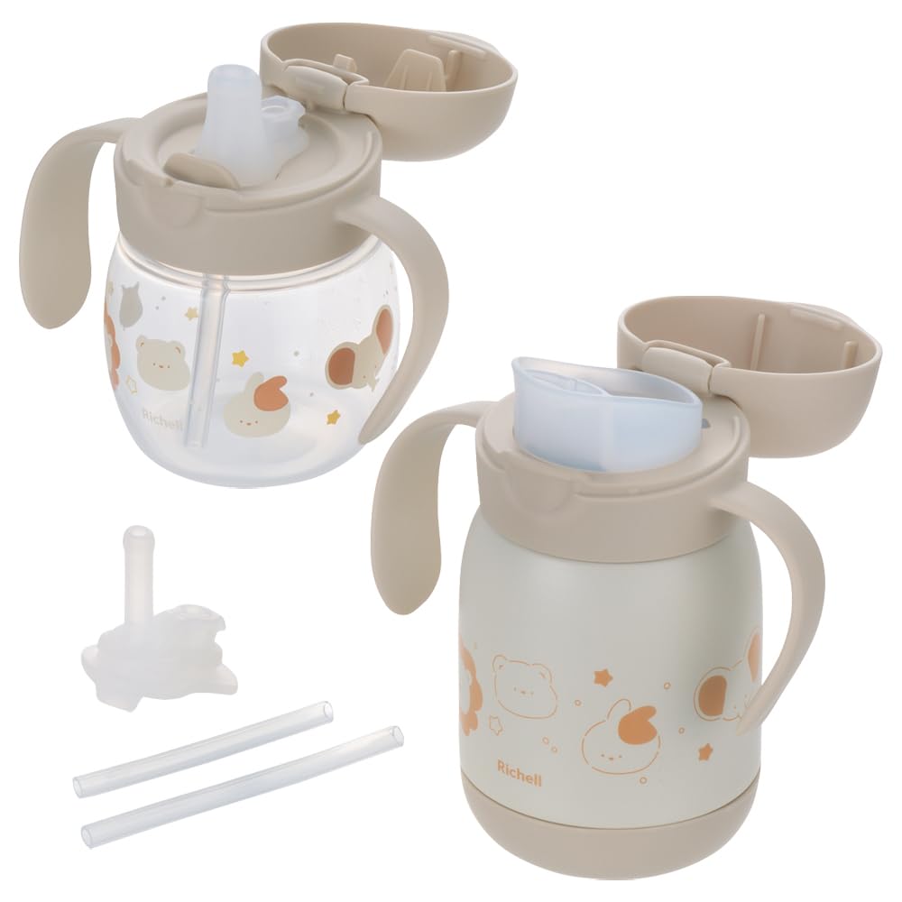 Richell Try Mug Set Premium Beige Suitable for babies from 5 months Insulated 300ml (1 set) - old. Mug 200ml, Mug