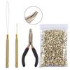 Hair Extensions Tool Kit : I-Tip Hair Pliers 500 Pieces Micro Silicone Hair Beads/Rings Pulling Loop Threader Hook Needle