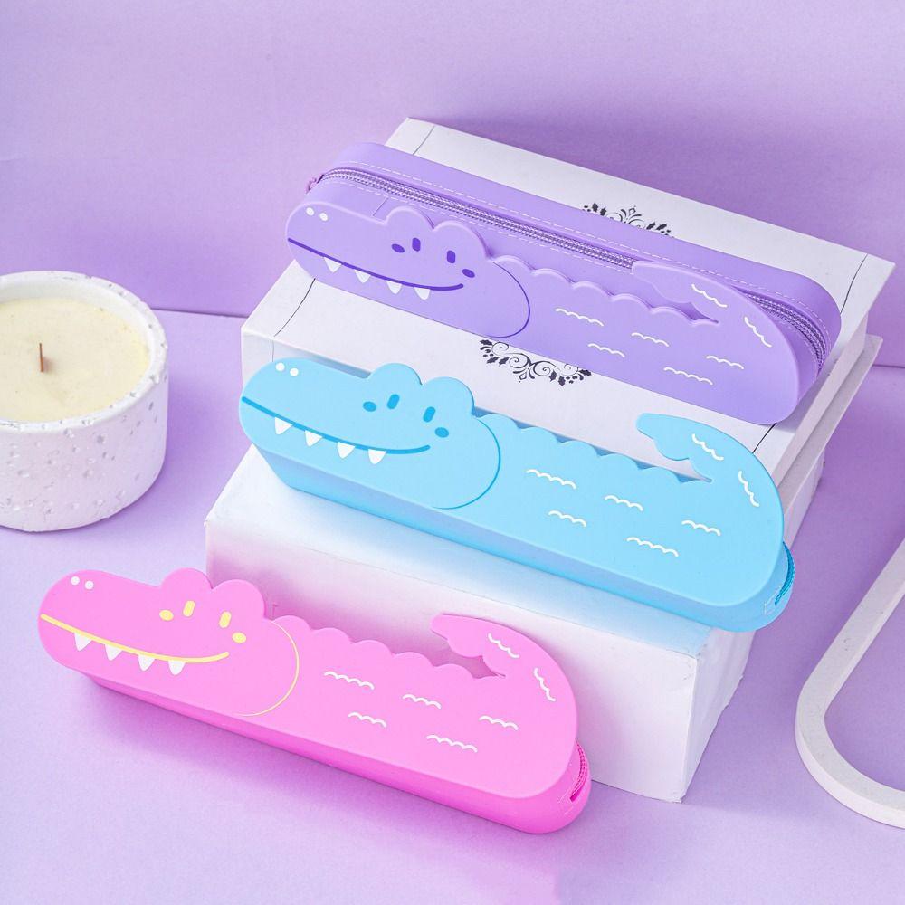 Large Capacity Pen Pouch Silicone Stationery Box Creative Pencil Case Gift