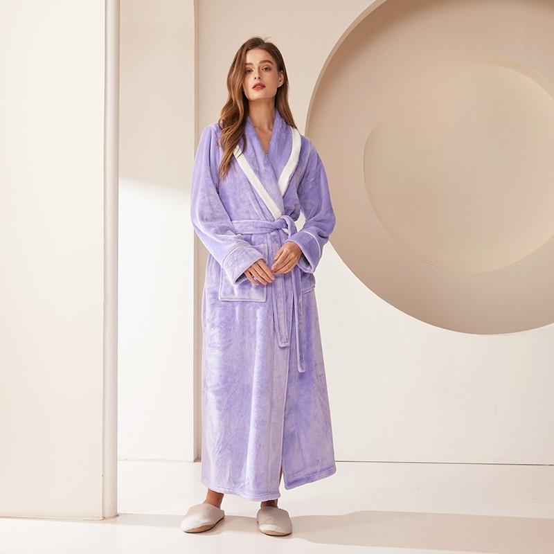Халаты с шалевым воротником для мужчин, махровые плюшевые банные халаты полной длины, мягкий спа-халат для дома с карманами, пушистые спа-халаты, унисекс, зимний, уютный, теплый, спа-халат, длинный халат