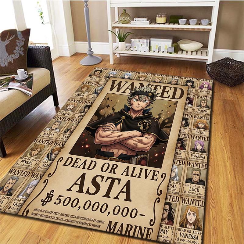 Black Clover Carpet Rug For Living Room Bedroom Home Sofa Decoration Kids Play Nonslip Floor Mat