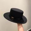 Унисекс Ретро Черная Шерстяная Федора: Стильная широкополая шляпа для осени и зимы