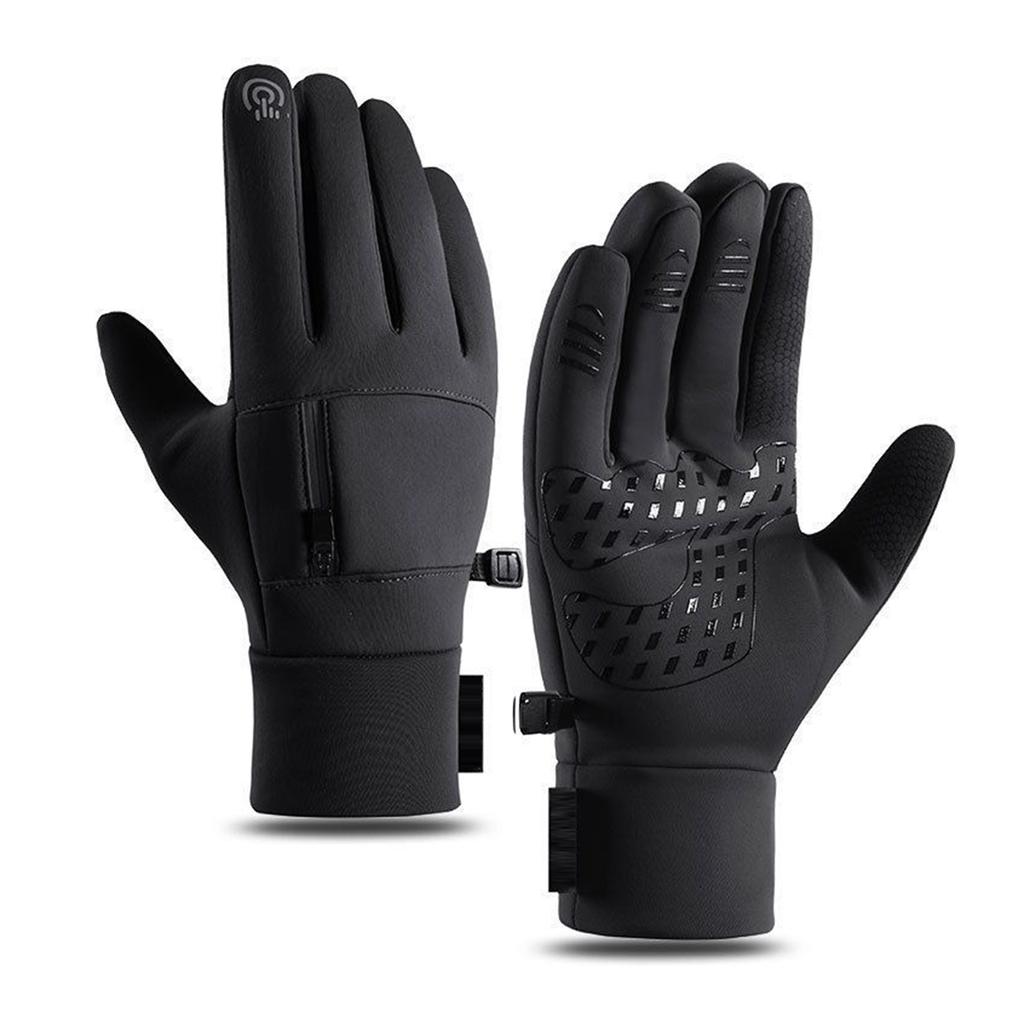 Men's Touch Screen Ski Gloves With Pocket Comfortable Soft Anti-Slip Windproof Thermal Gloves For Outdoor Hiking