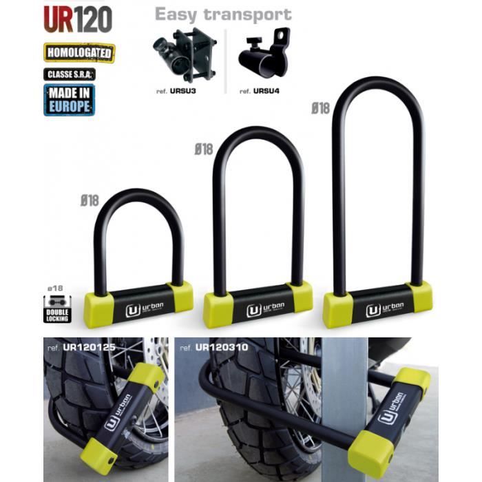 URBAN - Antivol Moto "U" Ø18Mm 120*310Mm - Homologué SRA &amp; ART