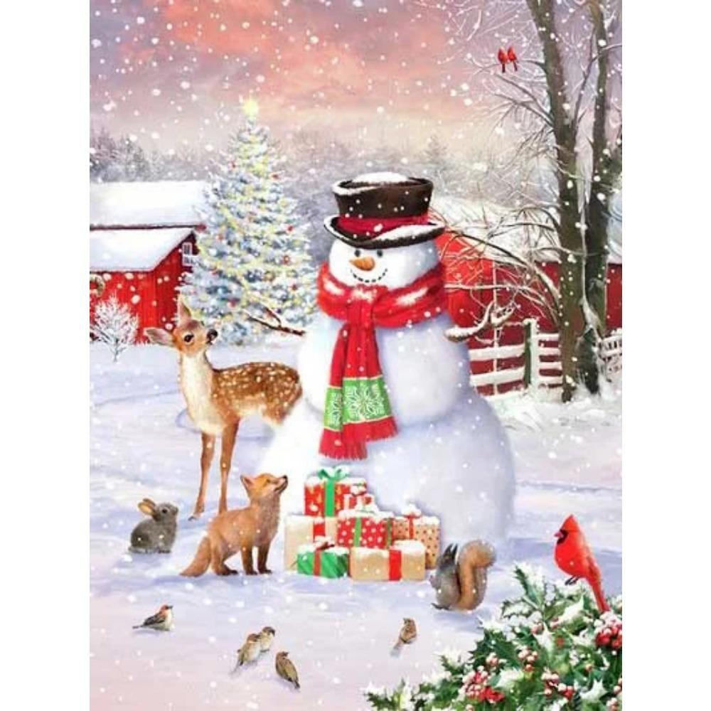 Алмазная живопись Art Full Drill Снеговик Алмазная картина Ручная работа Снежный день Diy Алмазная мозаика Картина Украшение дома Рождественский подарок