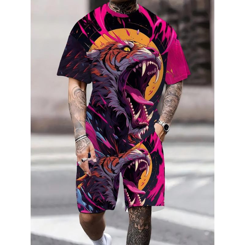 2025 Лето Повседневный мужской комплект футболки и шорт Городская уличная мода Мужские шорты с коротким рукавом для спорта на открытом воздухе Мужские шорты 3D Pr