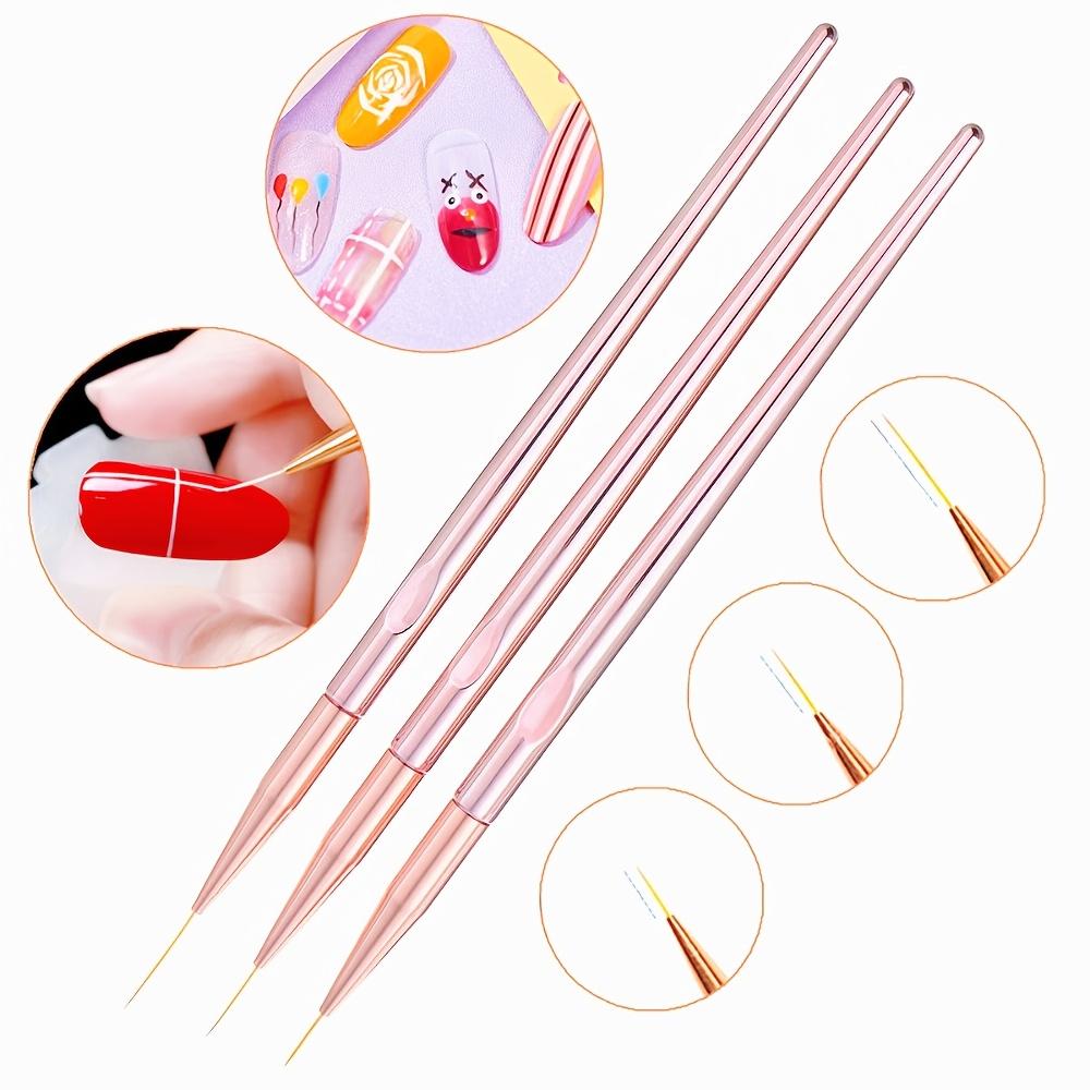 Rose Gold 3Pcs/set Nail Art UV Gel Liner Painting Brushes Drawing Flower Striping Design Manicure Tools Kits