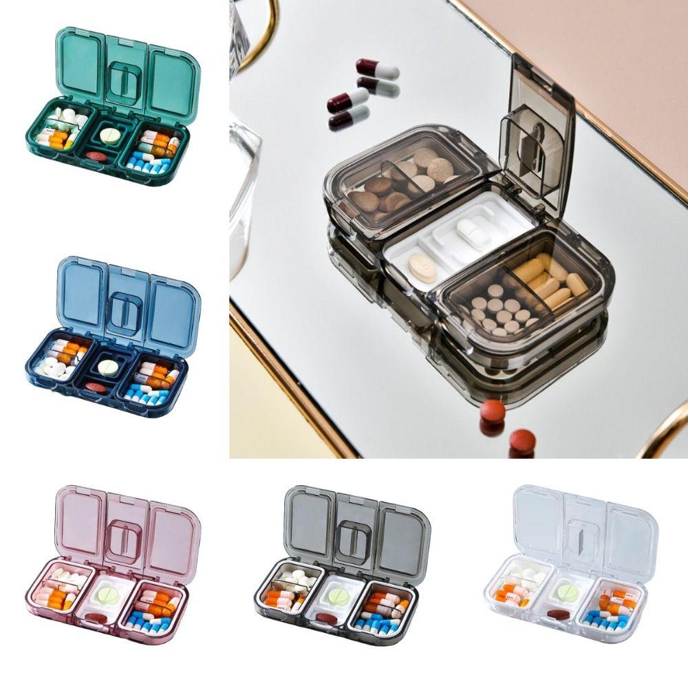 Silica Gel Pill Splitter Box Rectangular Weekly Pill Case Sealed Mini Pill Box Jewelry Box
