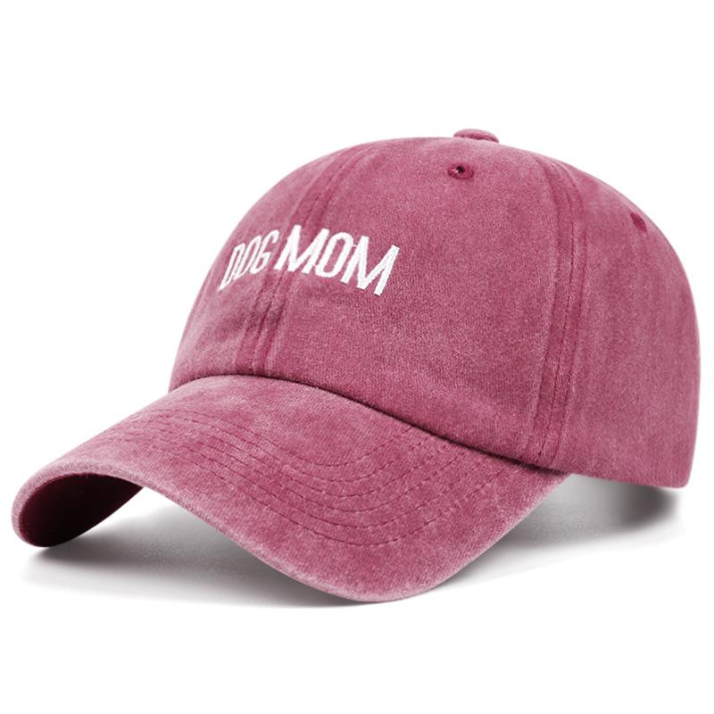 Fashion Hat Hot Sale Washed Cotton DOG MOM Embroidery Baseball Cap Vintage Sports Casual Cap Tide Sun Hat