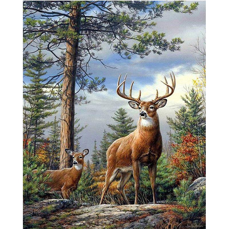 Полный комплект круглой алмазной вышивки Олень 5d Алмазная картина Мозаика Животные Ремесленные украшения дома