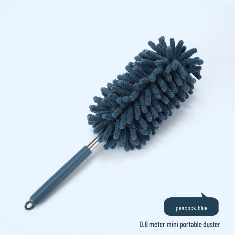 Telescopic Pole for Floor, Cabinet, and Ceiling Cleaning with Feather Duster and Dust Removal Features