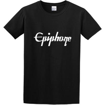 Мужская футболка Мода Логотип Epiphone Guitars С круглым вырезом Топы Футболка Черная