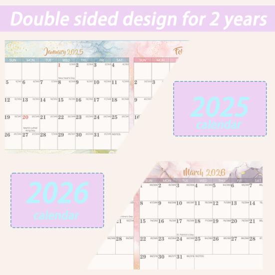 Календарь 2025 года, стираемый, большой, стираемый влажным способом, ламинированный, настенный календарь на 12 месяцев, ежегодный ежегодный планировщик, двусторонний органайзер