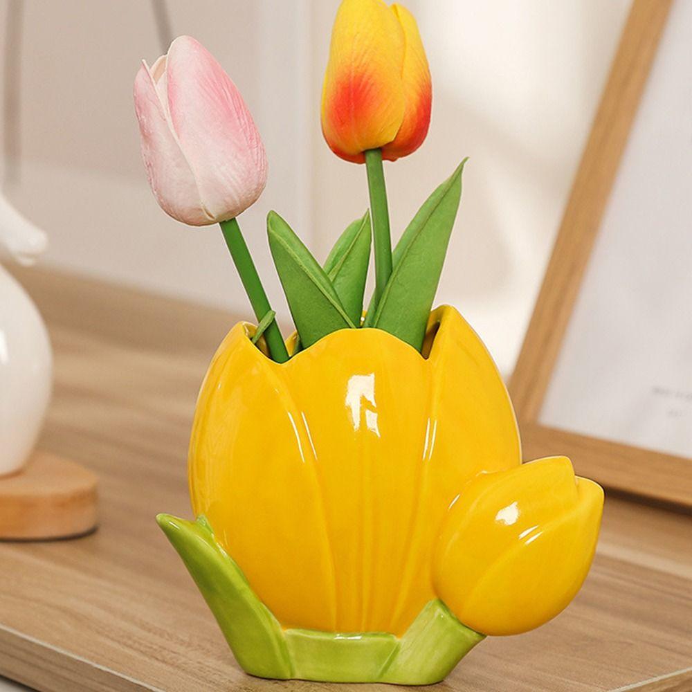 Милая подставка для ручек в виде цветка тюльпана, ретро полка для канцелярских товаров, Ins Style ведерко для хранения кистей для макияжа, для девочки