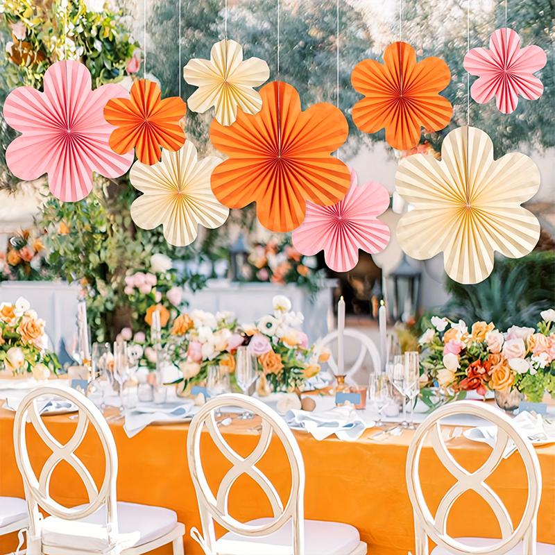 9 шт. Подвесные бумажные веера Обои Свадебное украшение Цветочная стена Вечеринка Доступно несколько вариантов