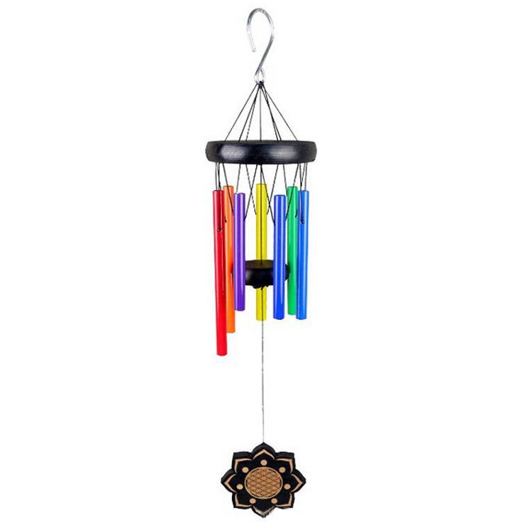 22" Rainbow 7-Tube Art Deco Music Wind Chime with Weather-Resistant Design Beech & Metal for Outdoor Home & Garden Decor
