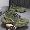 Men's Shoes Summer New Breathable Fly-woven Mesh Trend Elastic Band One Pedal Casual Platform Sports Dad Shoes