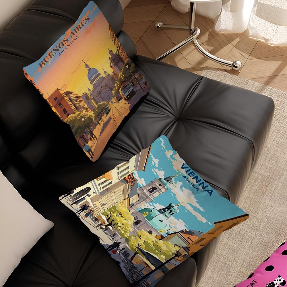 Ретро Городское Здание Америка Белый Дом Декоративный Эстетика Комнаты Чехол Домашний Декор Спальня Диван-Кровать Диван Подушка Чехол 45x45