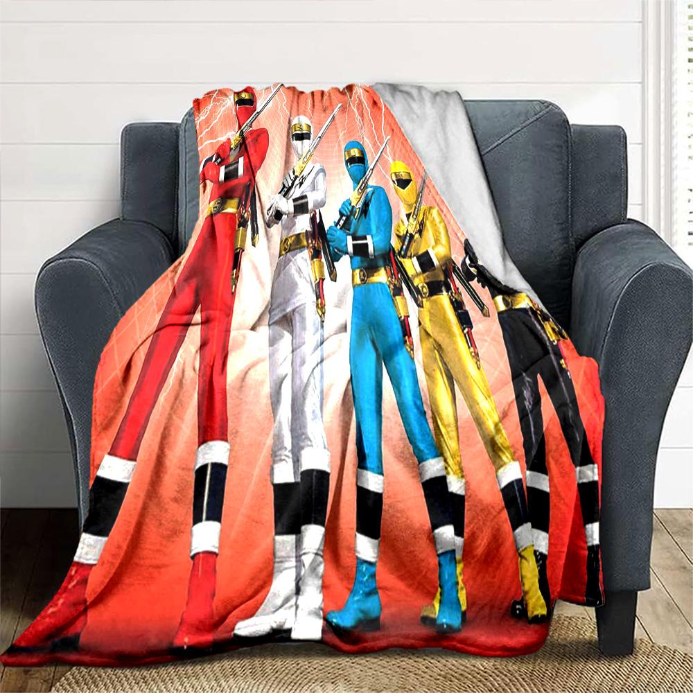 Power Rangers Team Flannel Blanket Super Soft Warm Cozy Blanket For Sofa Bed Office Travel Allseason Home Decor Gift