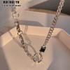 RUI RUI YU Silver Color Sparkling Black Zircon Clavicle Chain Women Couples Trendy Elegant Handmade Necklace Party Jewelry Gifts