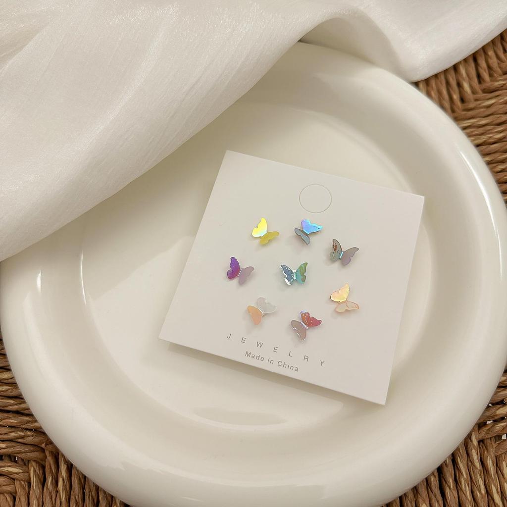 Three-Dimensional Butterfly Earrings Set – Silver Needle, Versatile, Sweet, Fairy-like Design, Perfect for Beautiful, Fashionable Girls.