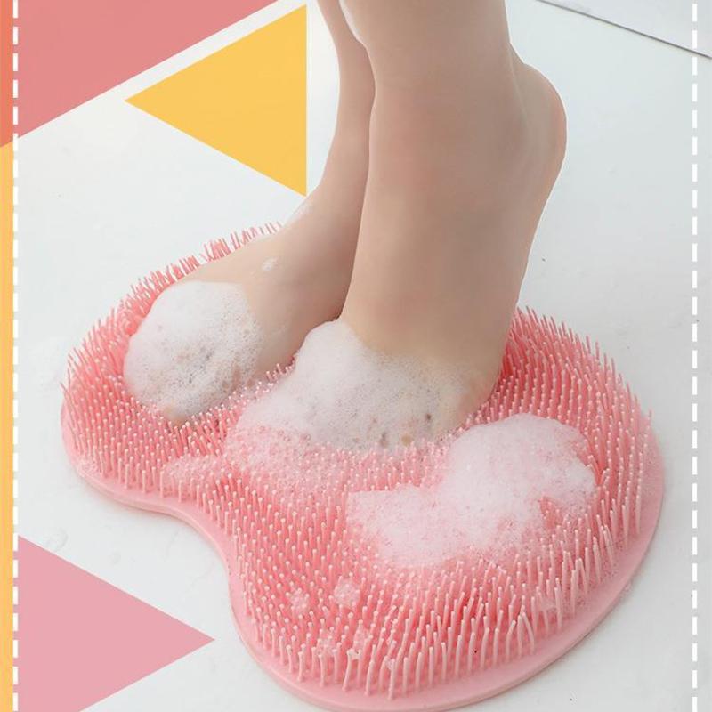 1PC Bathing Tool Bath Massage Foot Scrubber Mat Silicone Non-Slip Back Rubbing Foot Massage Bath Brush Exfoliating with Suction Cup Wash Body