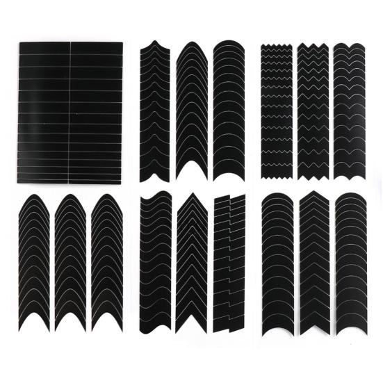 6Pcs Nail Art Stencil Stickers French Line DIY Manicure Tools Stencil Stickers for Creative Wavy Oblique Spray Designs
