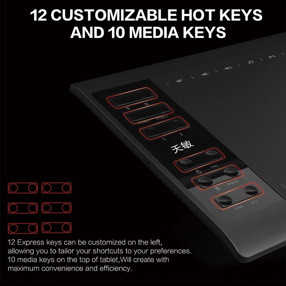 G10 1060Plus Graphic Tablet 10x6 Inch Designer Digital Drawing Tablet 8192 Levels Battery-Free Pen 10moons for Windows & MacAA