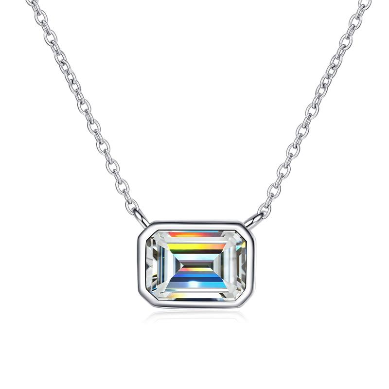 Bague Ringen Муассанит Изумрудная Огранка Подвеска Ожерелье Уникальный Дизайн Женская Серебряная 925 Свадебная Цепочка Изящных Ювелирных Изделий Для Вечеринки