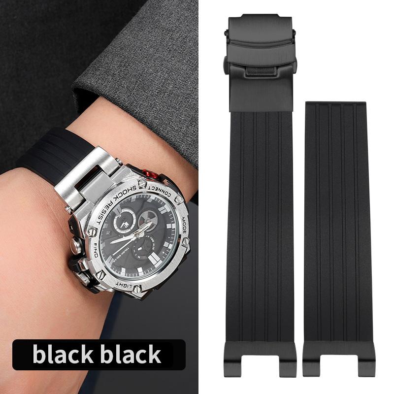 Модифицированный силиконовый ремешок для Casio GSHOCK GST-B100 GST-S130/W300/400G/W110/S120 Спортивный ремешок для дайвинга с адаптером из нержавеющей стали