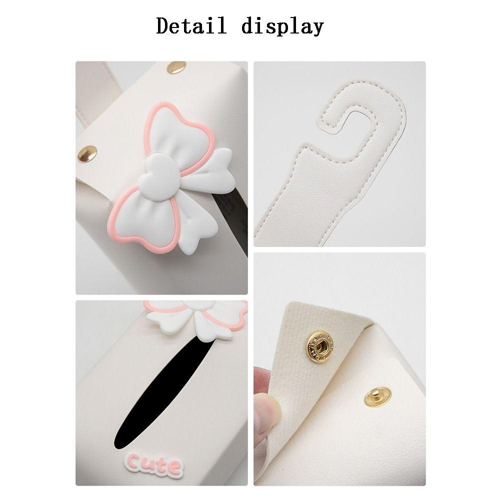 Advanced Sense Car Seat Back Tissue Case With Bowknot Tissue Hanging Bag Car Tissue Box Universal