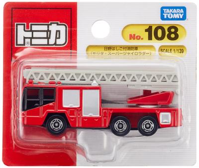 TAKARA TOMY Томика Нет. 108 Пожарная машина Hino с лестницей (Блистерная упаковка) Игрушечная машинка-миниатюра для детей от 3 лет и старше