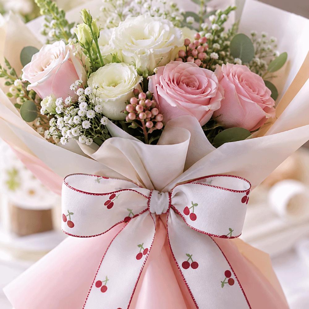 5 Yards Imitation Cotton Linen Bowknot Printed Ribbon Linen Ribbon Wedding Bouquet Decoration