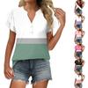 Женский повседневный топ с короткими рукавами, застегивающийся на пуговицы и V-образным вырезом, с градиентными оборками и принтами