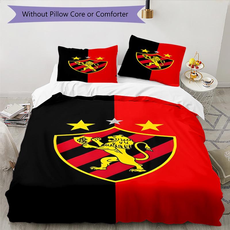 Sport Club Football Crest Printed Pattern Duvet Cover Set – includes 1 duvet cover and 2 matching pillowcases Bedroom decor Christmas gifts