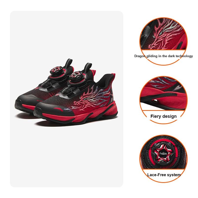 Anta Детские кроссовки Red Flame, удобные, универсальные, нескользящие, амортизирующие, дышащие, с низким верхом, детские кроссовки, черные 312419912-3