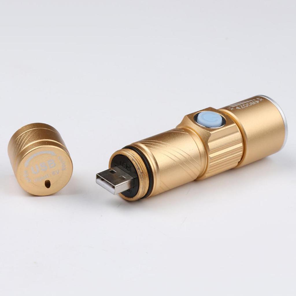 Portable USB Rechargeable Flashlight Mini Handheld Camping Torch Light Lamp